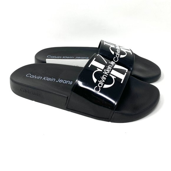 💖MEGA SALE💖Calvin Klein Men's Slide Sandal Premium Comfort Monogram Pool Black - Picture 2 of 7
